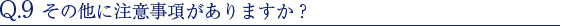 Q.9 その他に注意事項がありますか？
